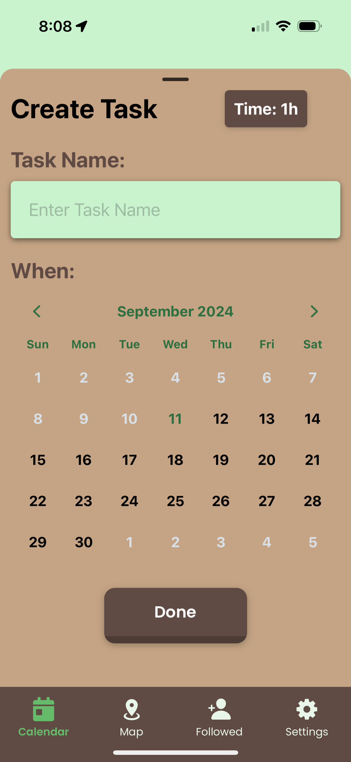 Sapling app home screen